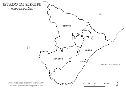 Divisão das mesorregiões do estado de Sergipe segundo o IBGE.