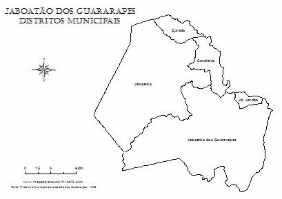 Mapa de distritos do município do Jaboatão dos Guararapes para colorir