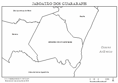 Mapa do Jaboatão dos Guararapes e municípios vizinhos para colorir