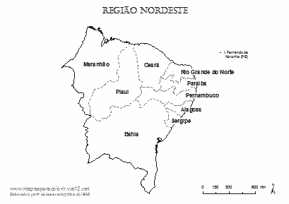 Mapa da Região Nordeste