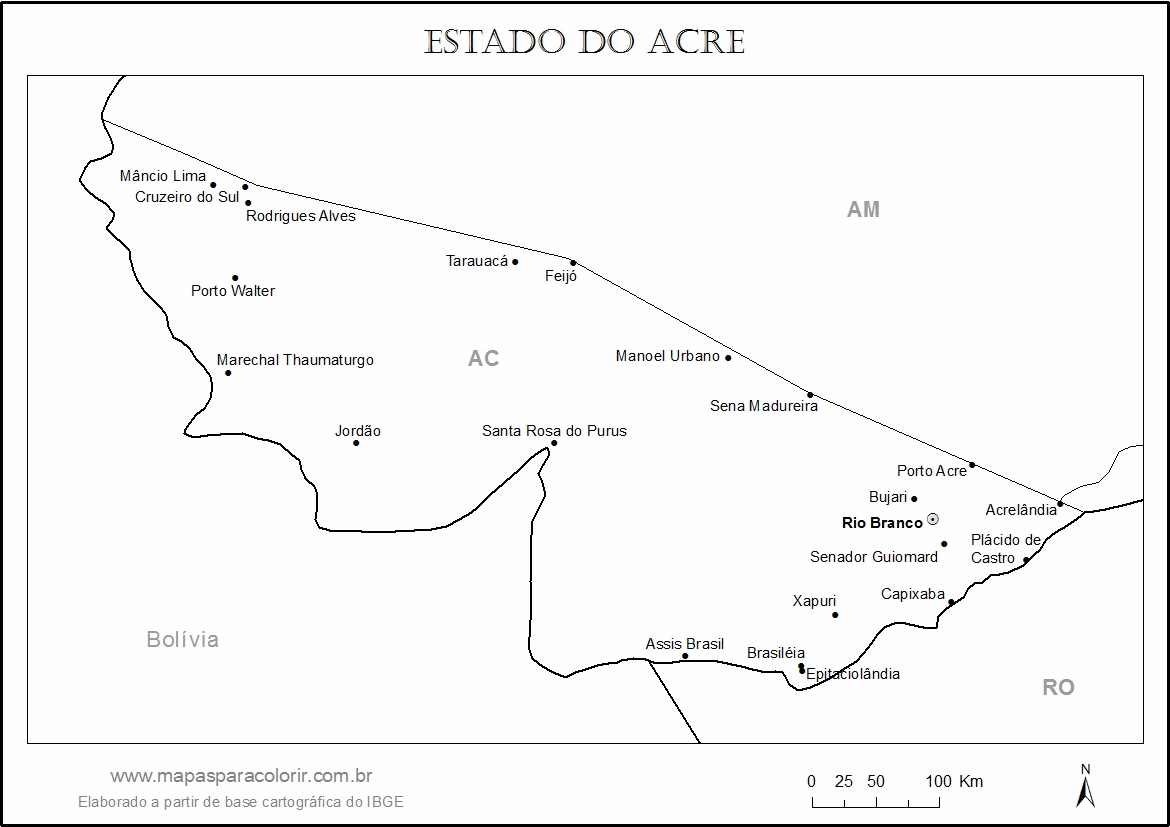 MAPA DO ACRE Mapas para Colorir