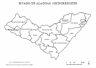 Mapa das microrregiões de Alagoas.