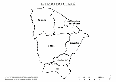 Mapa das mesorregiões do Ceará para colorir.