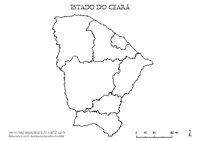 Mapa das mesorregiões do Ceará para colorir e completar com nomes.