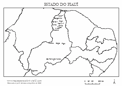 Mapa do Piauí com cidades principais.