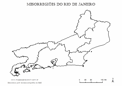 Mapa das mesorregiões do Rio de Janeiro.