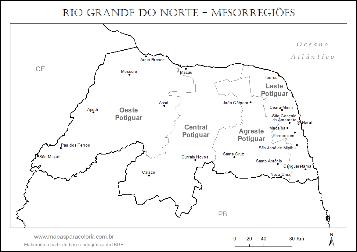 Mapa Do Rio Grande Do Norte Mapas Para Colorir