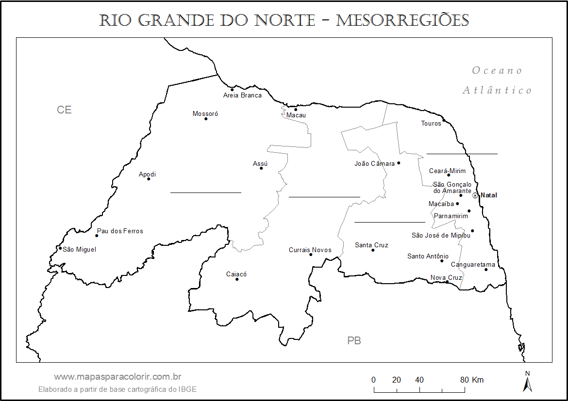 Mapa Do Rio Grande Do Norte Mapas Para Colorir