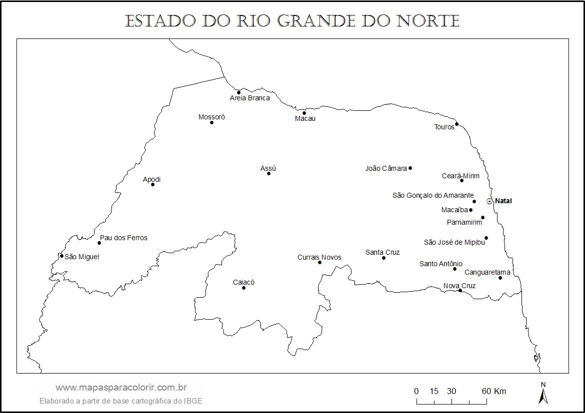 Mapa Do Rio Grande Do Norte Mapas Para Colorir