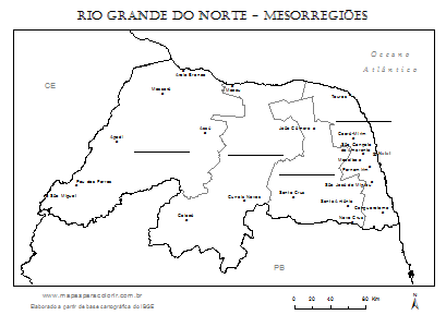 Mapa Do Rio Grande Do Norte Mapas Para Colorir