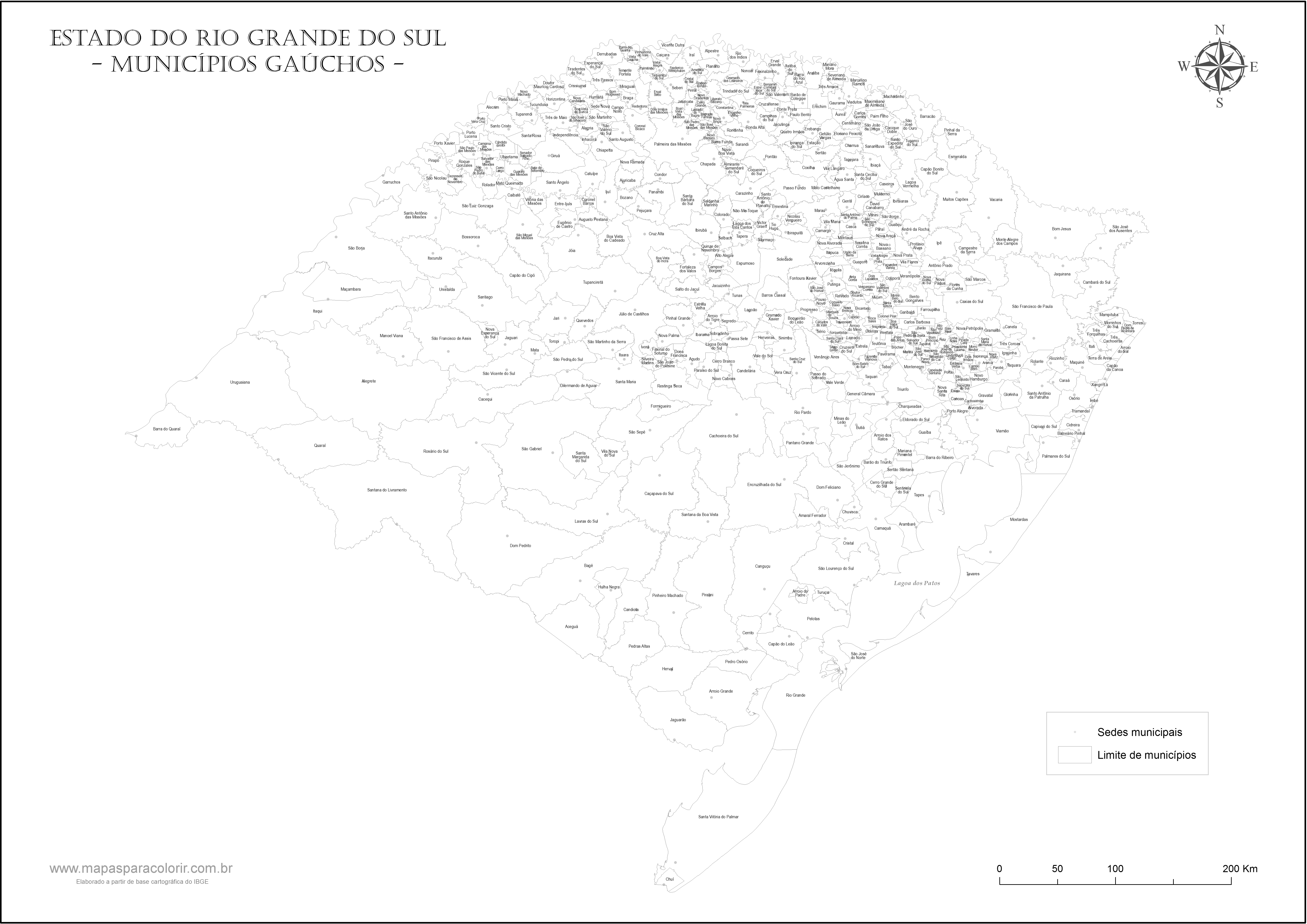 Mapa Do Rio Grande Do Sul Mapas Para Colorir