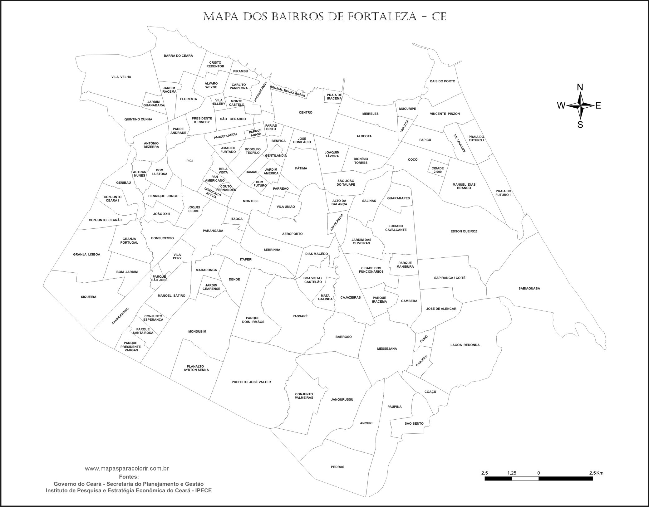 Mapas Do Municipio De Fortaleza Bairros Da Cidade Mapas Para Colorir
