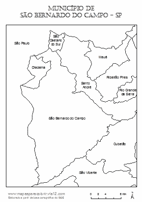 Mapa do município de São Bernardo do Campo para colorir