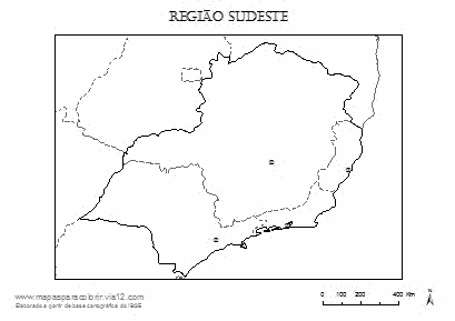 Mapa da Região Sudeste para completar com nomes dos estados e capitais - para colorir.