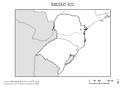 Mapa da Região Sul com estados e capitais para colorir.