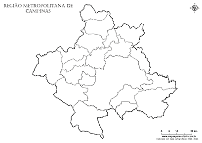 Mapa da Região Metropolitana de Campinas para colorir.